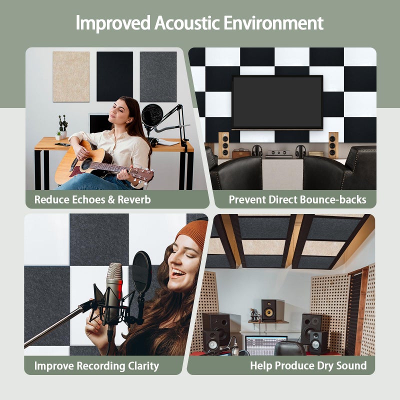 TroyStudio Thickened Acoustic Panels, 16 x 12 x 0.5 Inches Pack of 6 Felt Wall Decor Tiles Sound Absorbing Board, Noise Reverb Echo Dampening Soundproof Padding for Door Music Recording Home Studio - Image 5